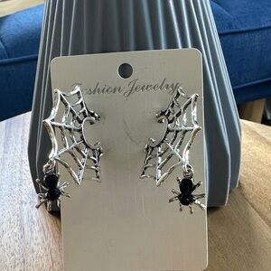 Silver Spider Web Earrings